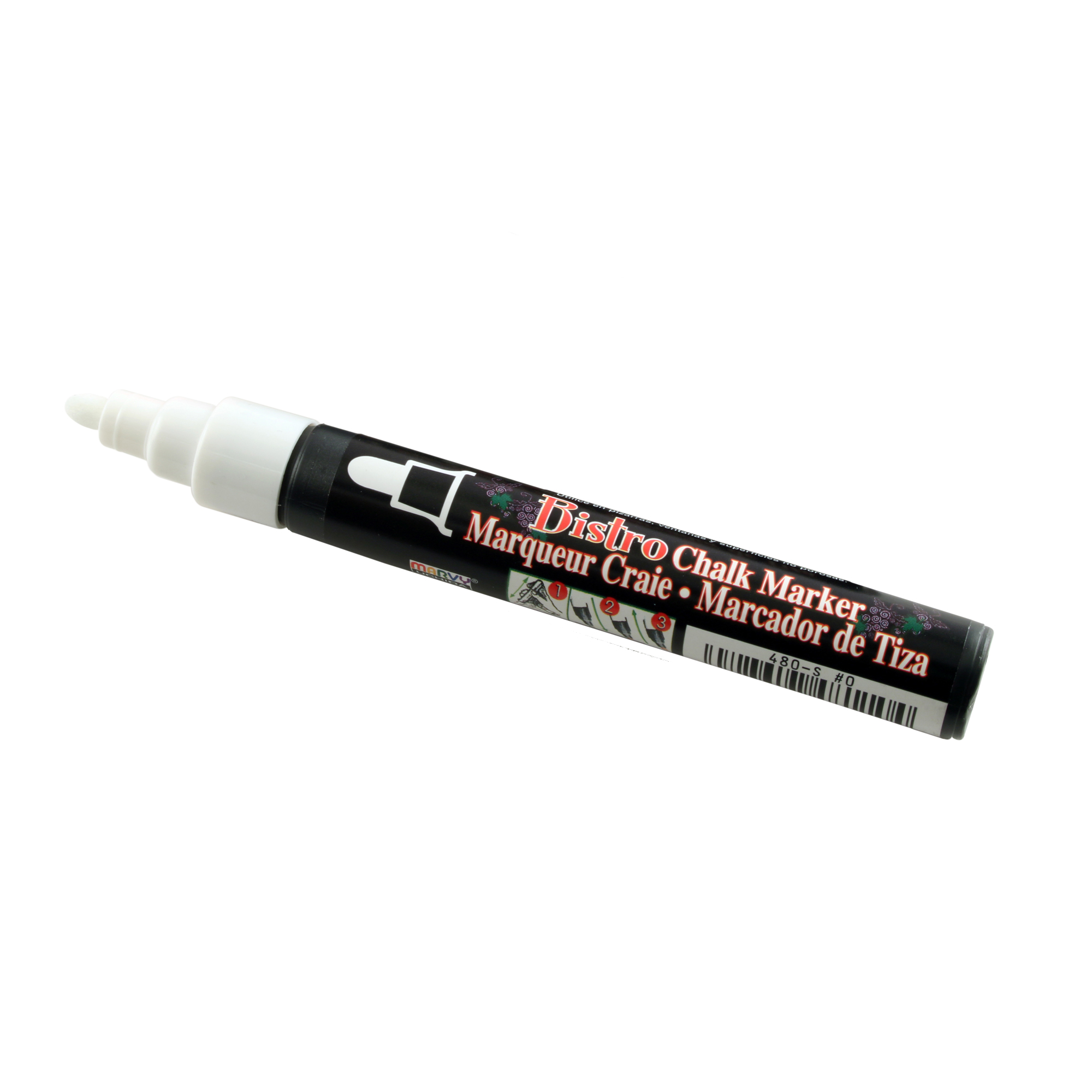 Marvy Uchida Bistro Chalk Marker, Broad Tip, White, 551740230 
